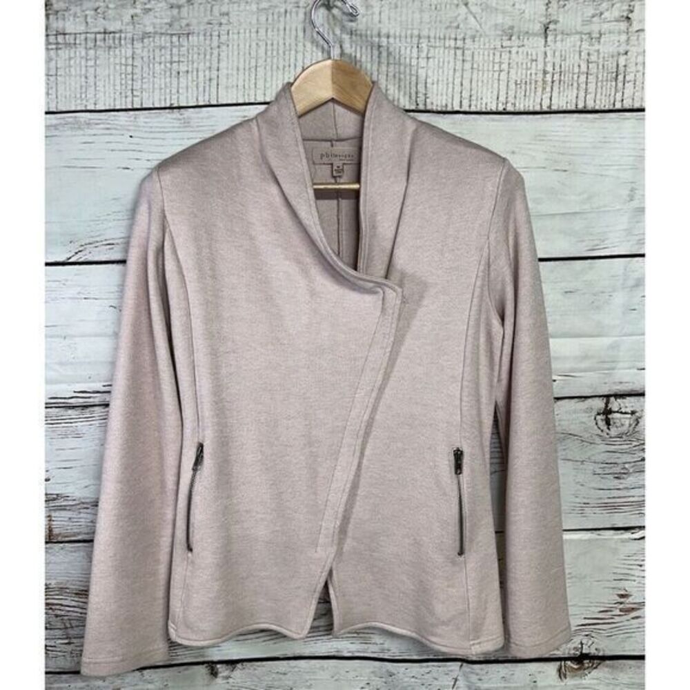 Philosophy Blush‎ Pink Full Zip Pockets Asymmetrical Zip Jacket Top Size Medium